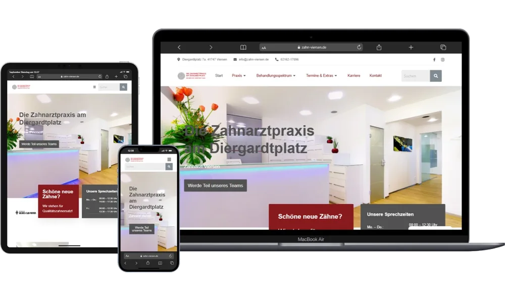 Redesign-Beispiel Zahnarztpraxis auf mehreren Geräten